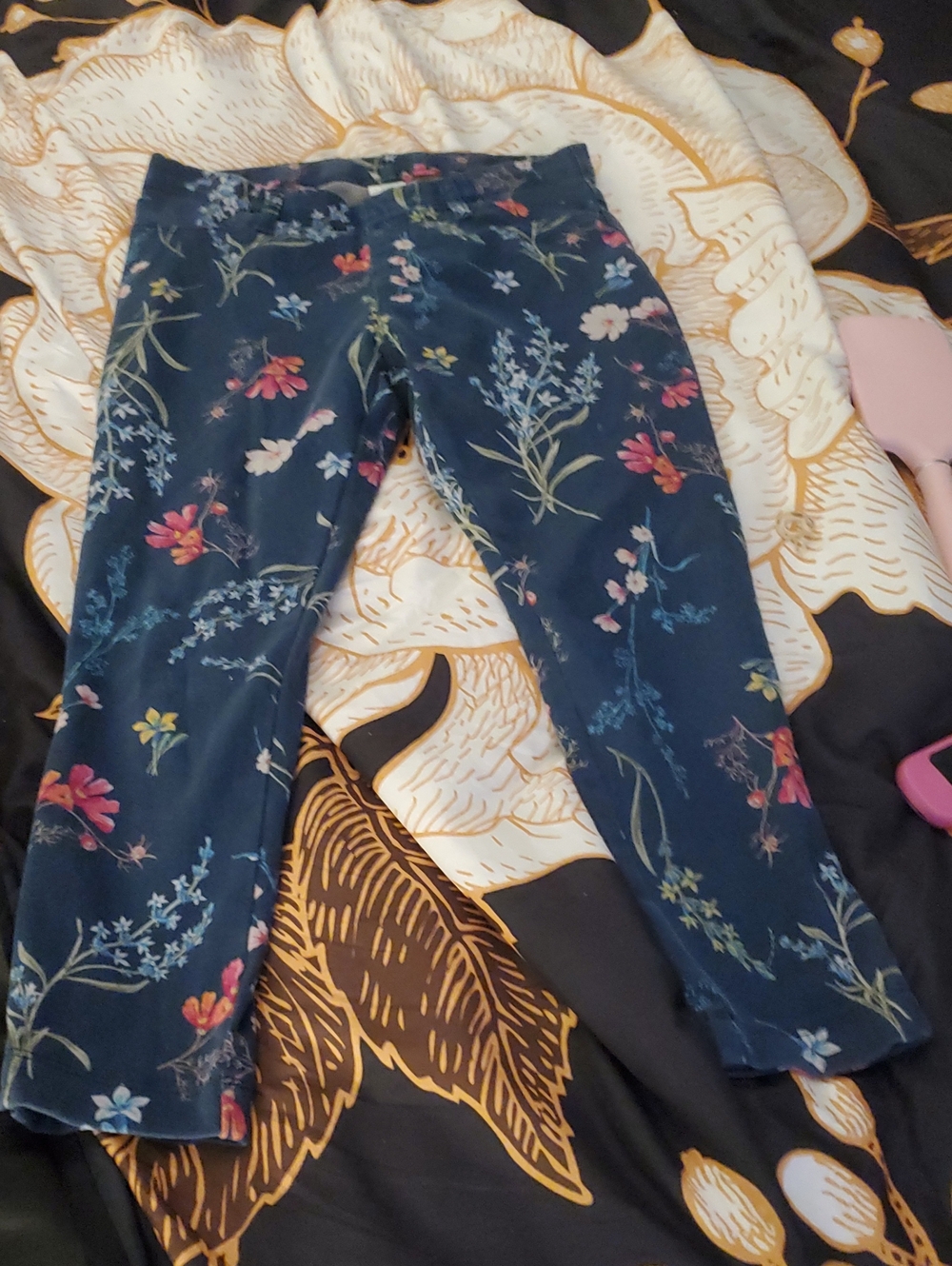 Time and Tru Navy Floral Jeggings with Multicolor Blossoms